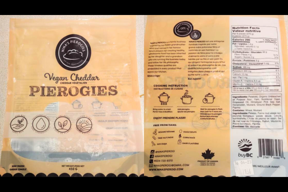 Vegan Cheddar Pierogies from Nina's Pierogies are being recalled due to undeclared milk. 