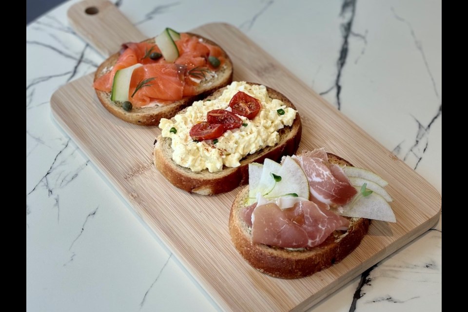 Wren co-owner Natalie Choi designed most of the cafe's casual brunch and lunch menu, which includes a trio of open-faced sandwiches: Smoked salmon, egg salad, and prosciutto and pear with a pesto yogurt