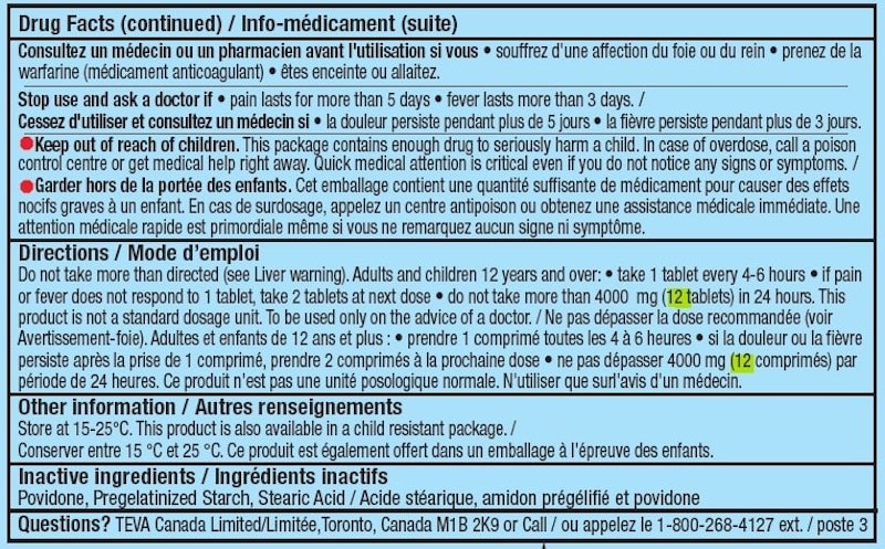 Health Canada is advising Canadians that two lots of a brand of Acetaminophen are being recalled due to a labelling error that may lead to overdose.