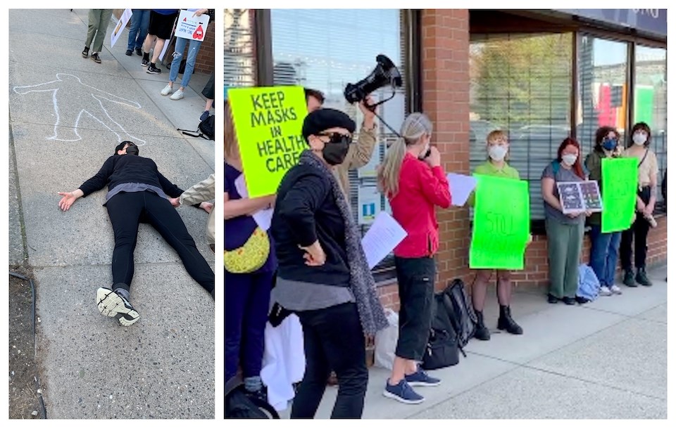 A Vancouver protest calling for return of face masks to prevent the spread of COVID-19 is taking place at Joyce SkyTrain station. 