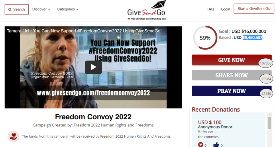 GiveSendGo Freedom Convoy 2022