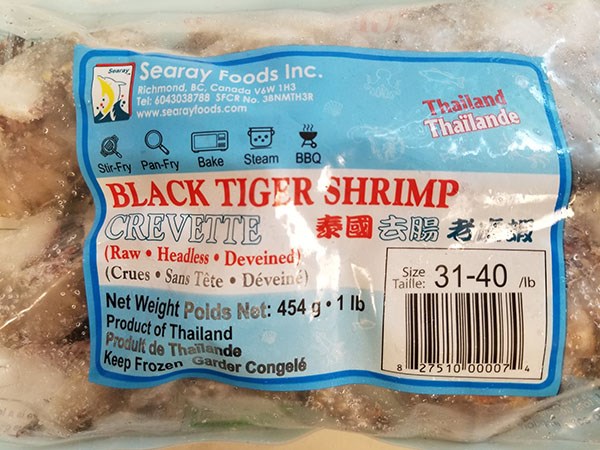 The Canadian Food Inspection Agency is recalling the Searay brand of Thailand black tiger shrimp because they contain sulphites which are not declared on the label. 