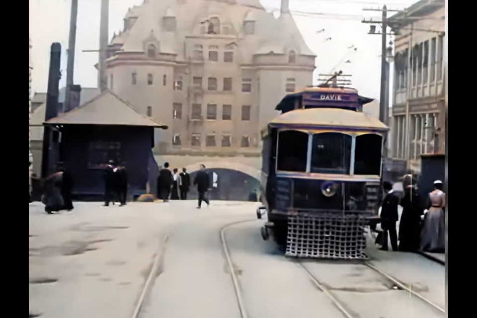 A colourized version of WIlliam Harbek's 1907 film taken from a Vancouver trolley has been remastered, colourized and enhanced.