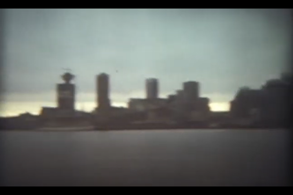 Vancouver’s skyline is also featured in the footage taken when a ferry was taken for annual repairs.