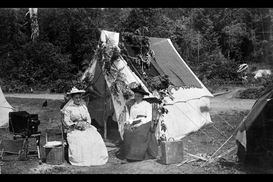 Mrs. Florence Caple (on left) out for a day at the beach with a friend. CVA 159-3 