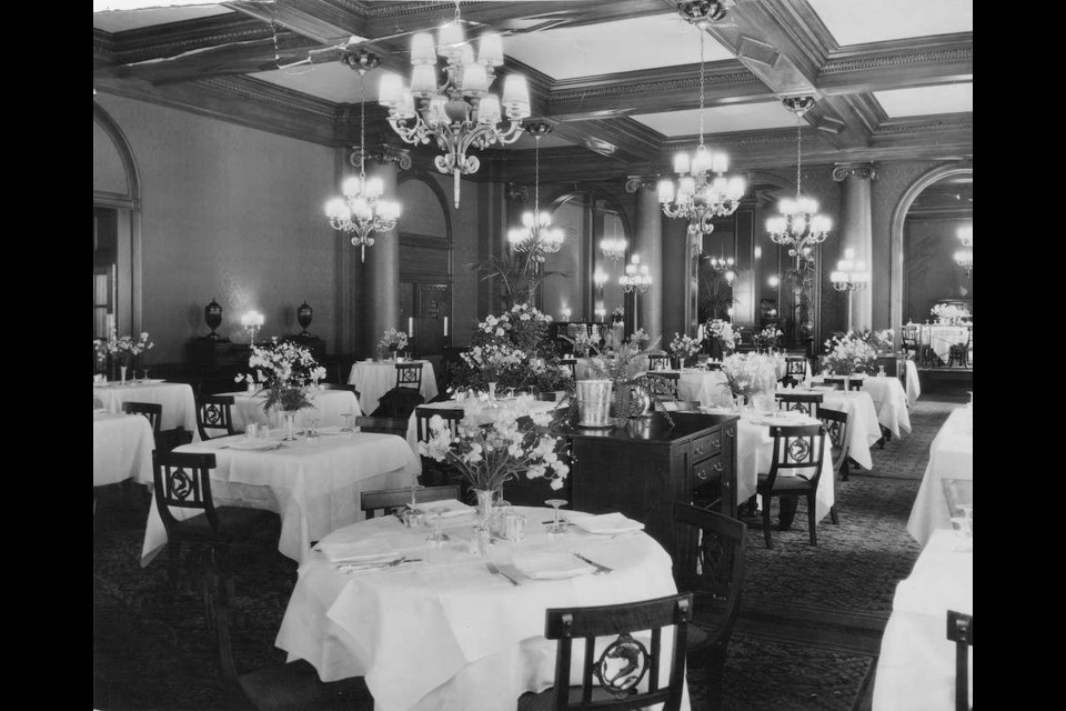 The dining room at the Hotel Vancouver circa 1939. Have a look at the menu from one evening in September 1940. AM1450-S1-: 2004-004.036