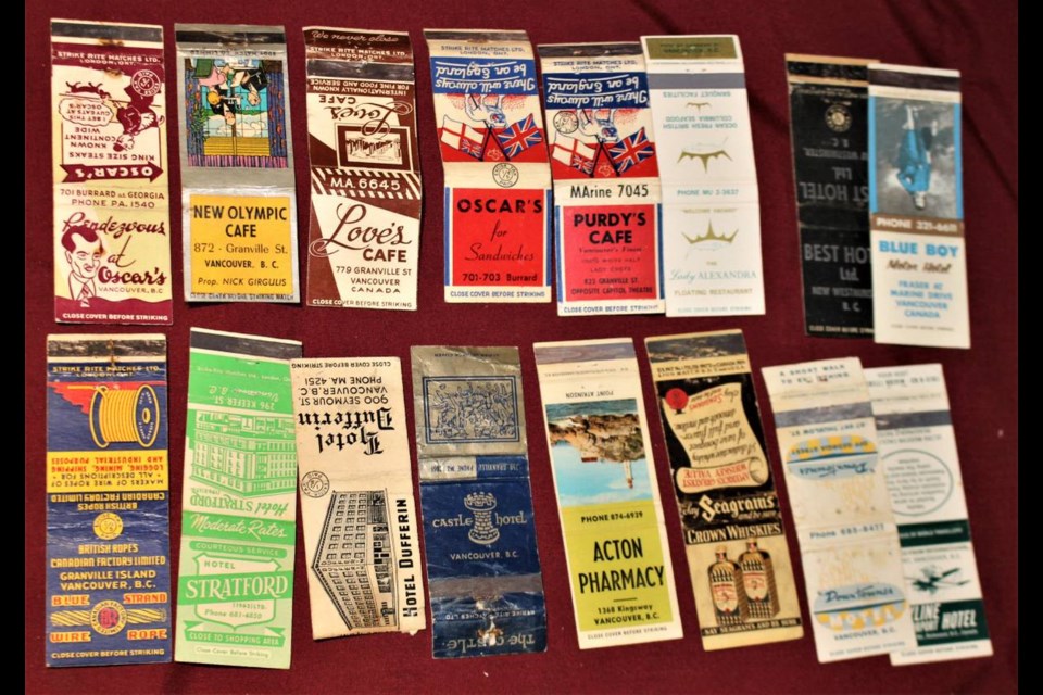 The massive collection of B.C. matchbooks for sale.