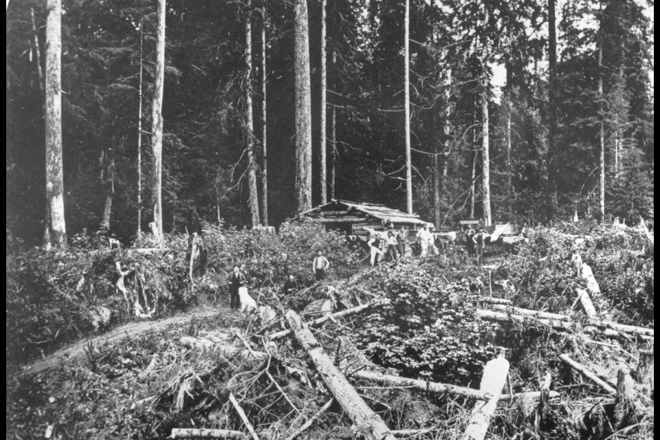 A note on the back of this photo says it was taken at what is now Granville and Hastings circa 1868 as the area was logged and cleared.
Reference code: AM336-S3-2-: CVA 677-516