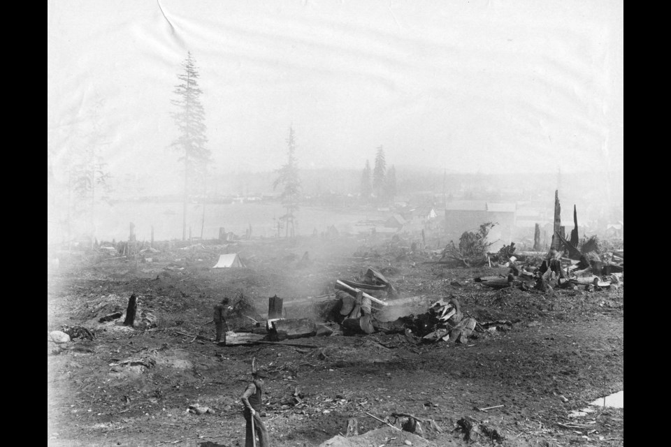 Back in 1886 the forest that once covered where Vancouver stands now was cleared. Reference code: AM54-S4-: Str P202