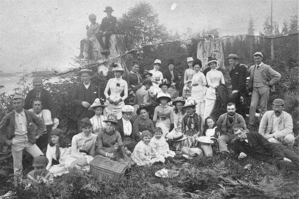In 1888 this group had a picnic in Vancouver's brand new civic attraction: Stanley Park. The group includes some names recognizable to locals, including two Cambies (daughters of the man the street is named after). Reference code: AM54-S4-: Port P475
