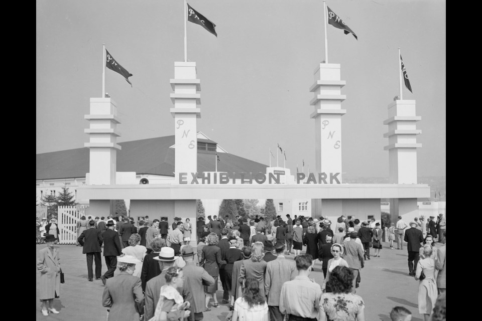 The exhibition entrance was adorned with the PNE name, which was a new thing a the time.
Reference code: AM1545-S3-: CVA 586-16330