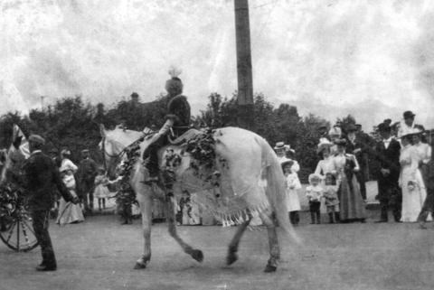 Around a century ago, Labour Day in Vancouver was celebrated with a parade. Horses trotted alongside parade floats. Reference code: AM54-S4-: Str P379.1