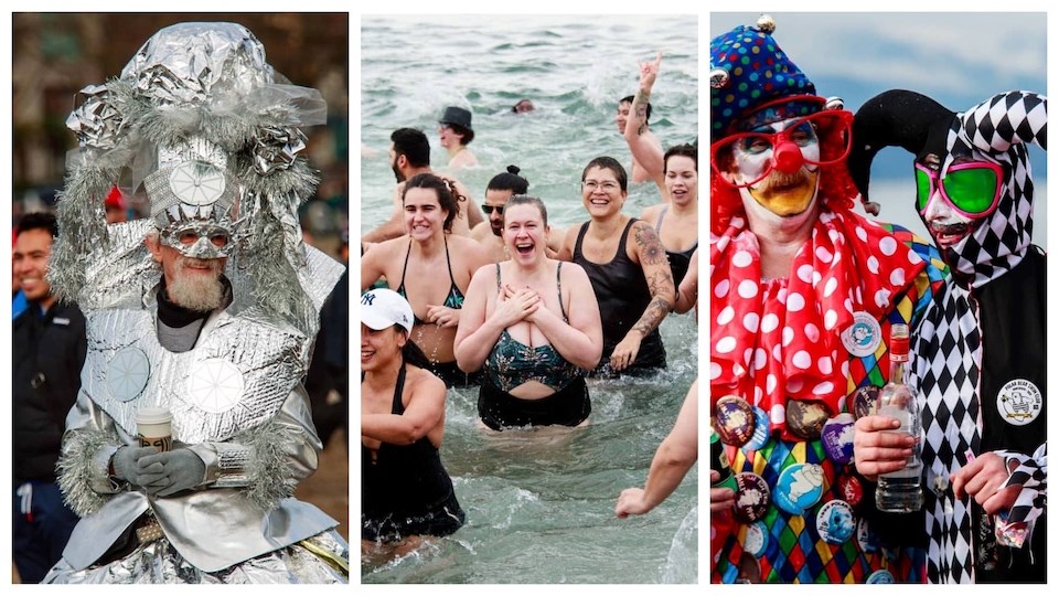 Thousands of Vancouver, B.C. locals gathered at English Bay on New Year's Day in January 2023 to attend the first public swim event in years because of the pandemic.