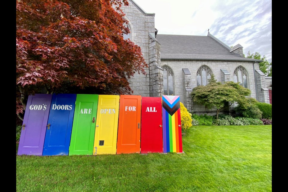 Pride Doors display at The Canadian Memorial United Church. 
