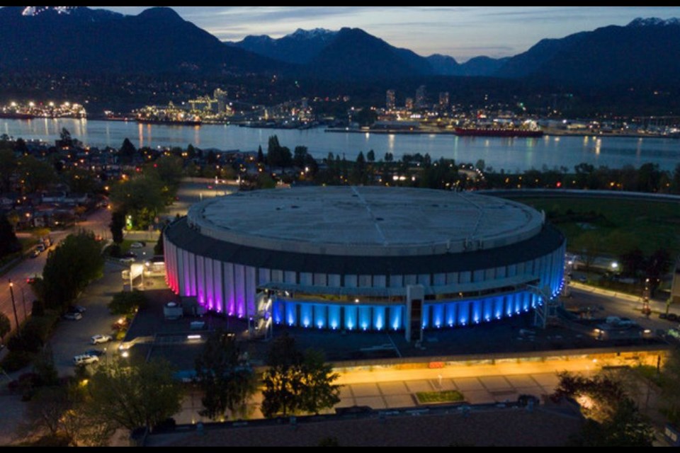 The Pacific Coliseum will now have the ability to “light up” in honour of community events, charities, and Canadian cultural moments.