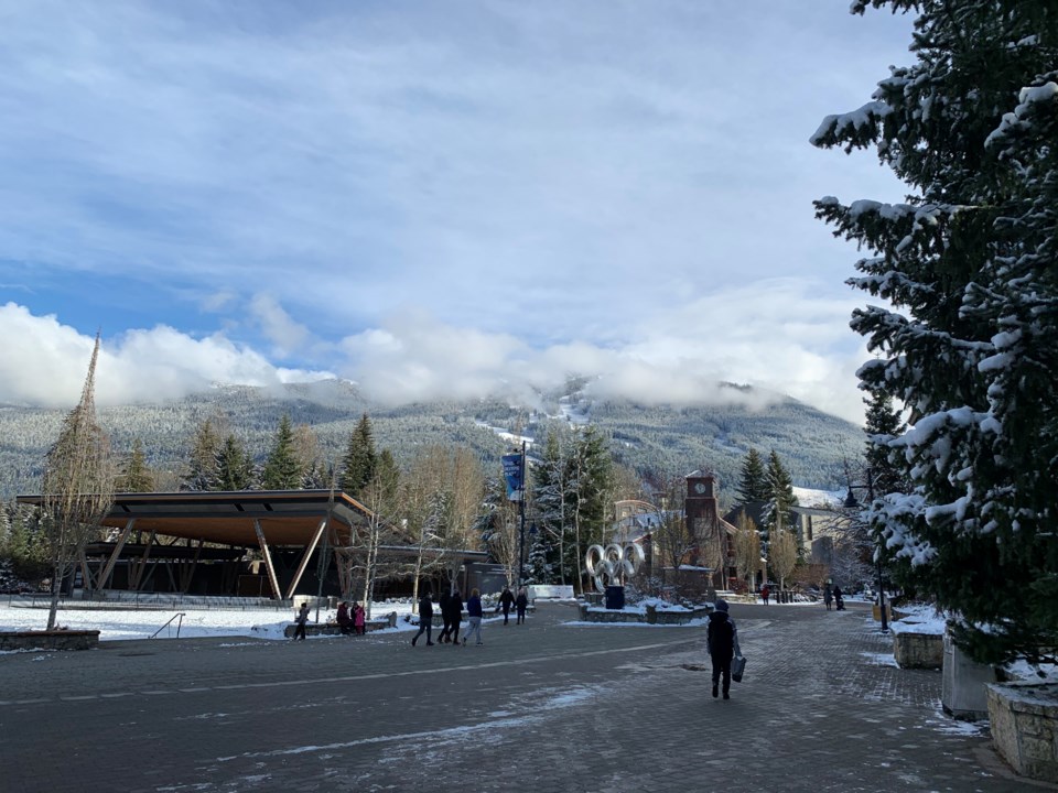 An empty Whistler Village - Olympic plaza