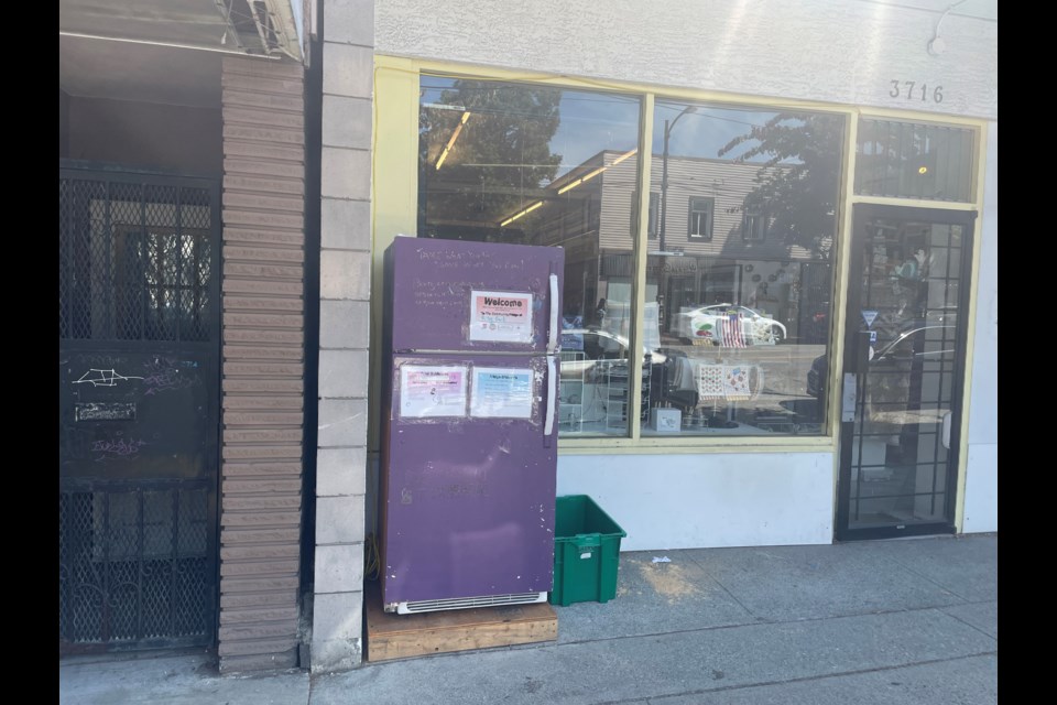 The community fridge is temporarily situated outside The Soap Dispensary on Main St.