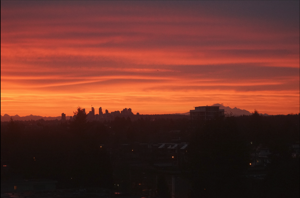 Many Vancouverites pointed their cameras at the sky this morning to capture the fiery sunrise.
