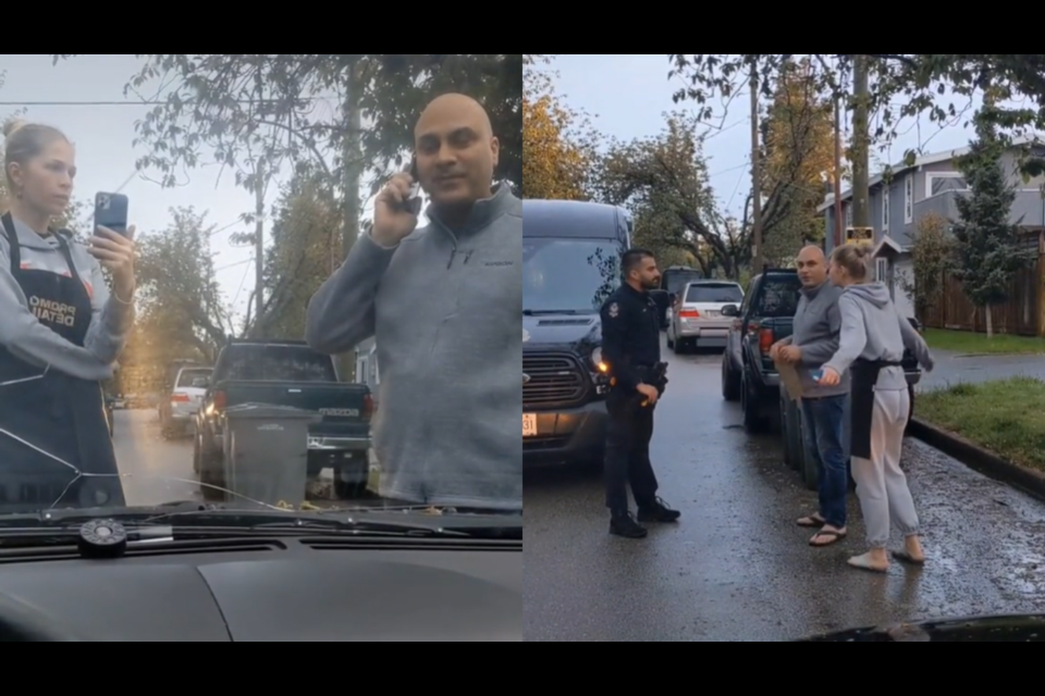 Two angry neighbours were furious with a Vancouver woman for wanting to park on the street near their home.