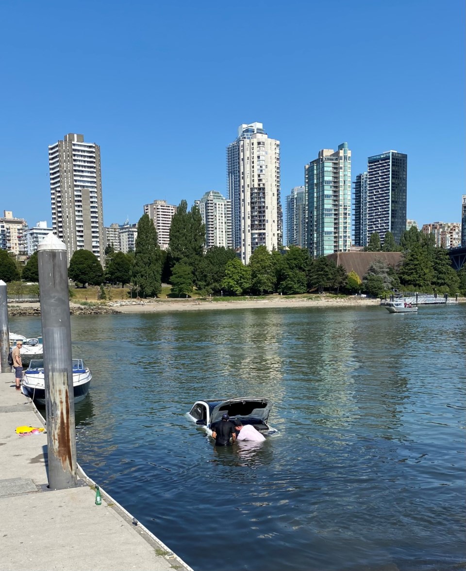 Car in water burrard marina