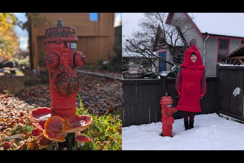 Sadie Morey (right) and some of Vancouver's fire hydrants.