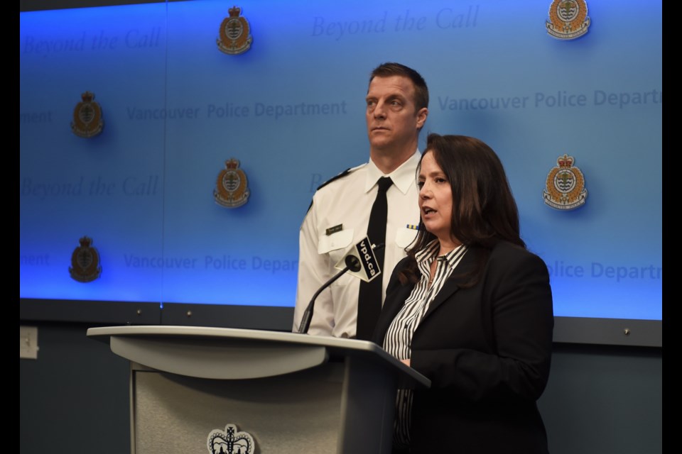 Detective Constable Aida Rodriguez speaks to media about the Babes in the Woods homicide case.