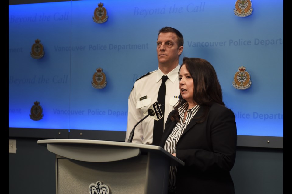 Detective Constable Aida Rodriguez speaks to media about the Babes in the Woods homicide case.