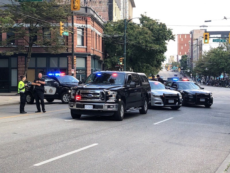 A man crashed a rental car into a large tree after nearly hitting pedestrians on a busy Vancouver street this afternoon. 