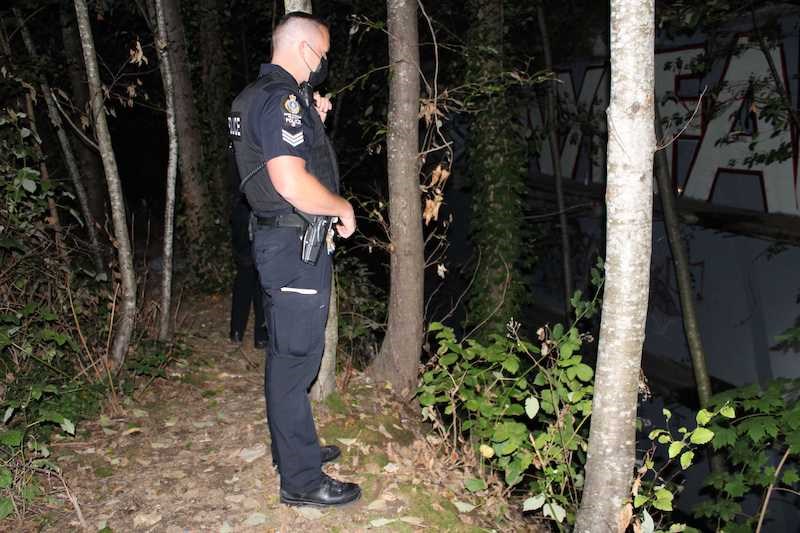 Metro Vancouver Transit Police say a man is "lucky to be alive" after falling "several storeys" into a ravine off of what appeared to be a wall from a demolished building. 