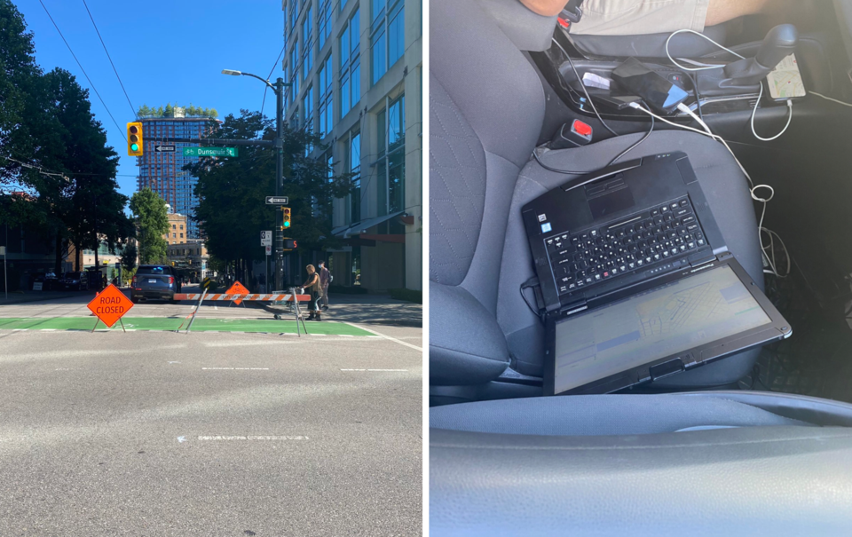 distracted driver with four devices