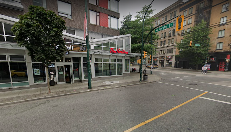 Vancouver police say an employee of a Tim Hortons in Vancouver's Downtown Eastside was assaulted by a customer in October 2021.