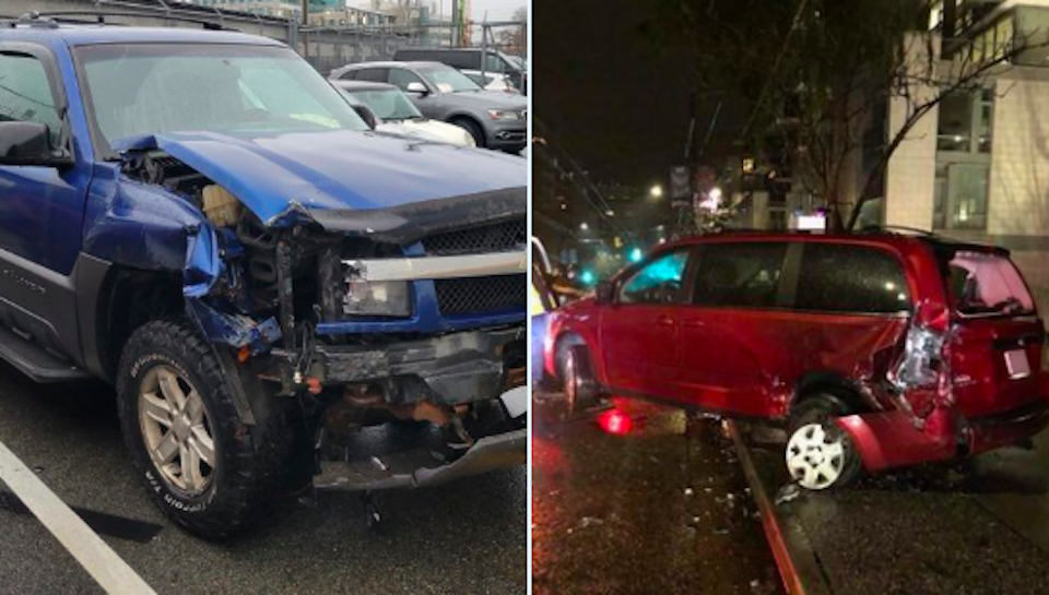 There were two collisions involving parked vehicles on Jan. 31, according to the VPD.