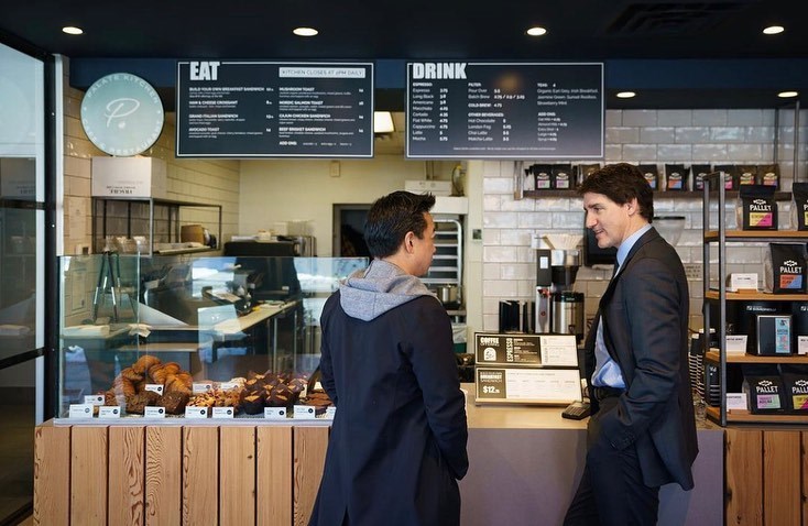 Mayor Ken Sim and Prime Minister Justin Trudeau met for a coffee at Pallet Coffee.