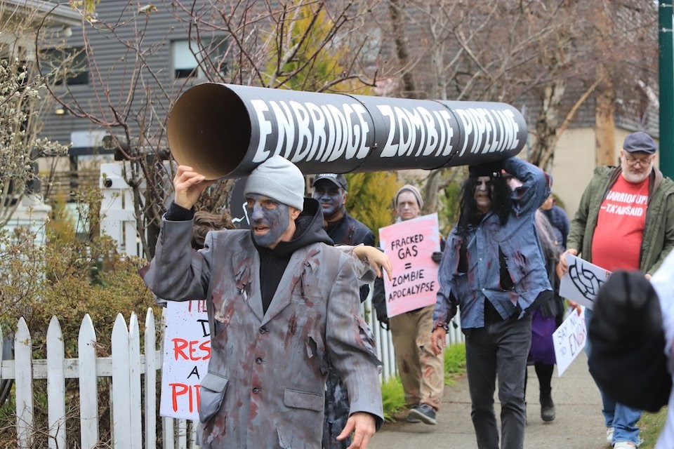 Dogwood organized a zombie-themed demonstration in March 2023 calling on B.C. Environment Minister George Heyman to reject an emergency order for Enbridge.