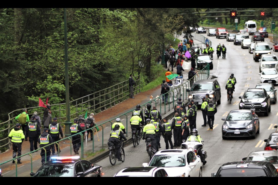 Extinction Rebellion protesters and the Vancouver Police Department met today as the climate activists aimed to block Lions Gate Bridge.