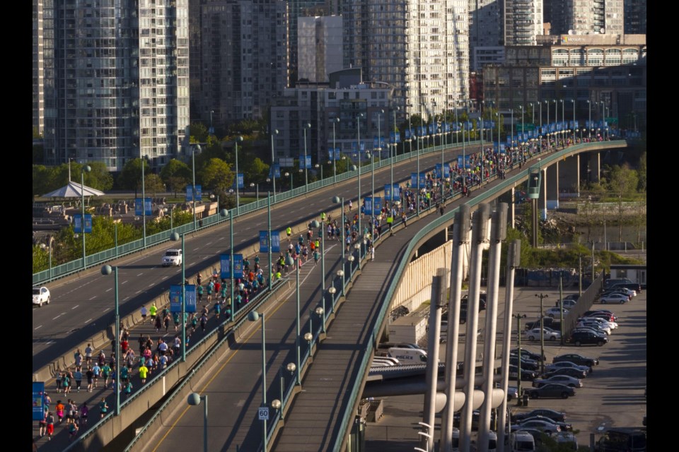 Upwards of 20,000 participants are expected to run all or part of the BMO Vancouver Marathon on May 5, 2024.