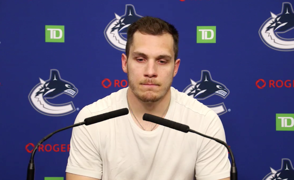 Bo Horvat media availability