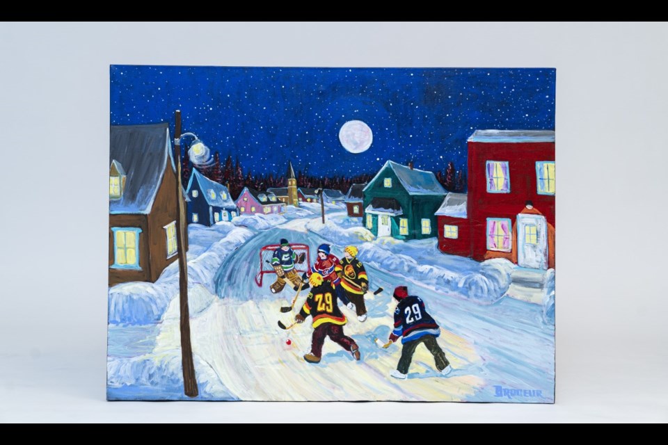 A Gino Odjick tribute painting by former Canucks goaltender Richard Brodeur for the 鶹ýӳCanucks' 2023 Dice & Ice Gala silent auction.