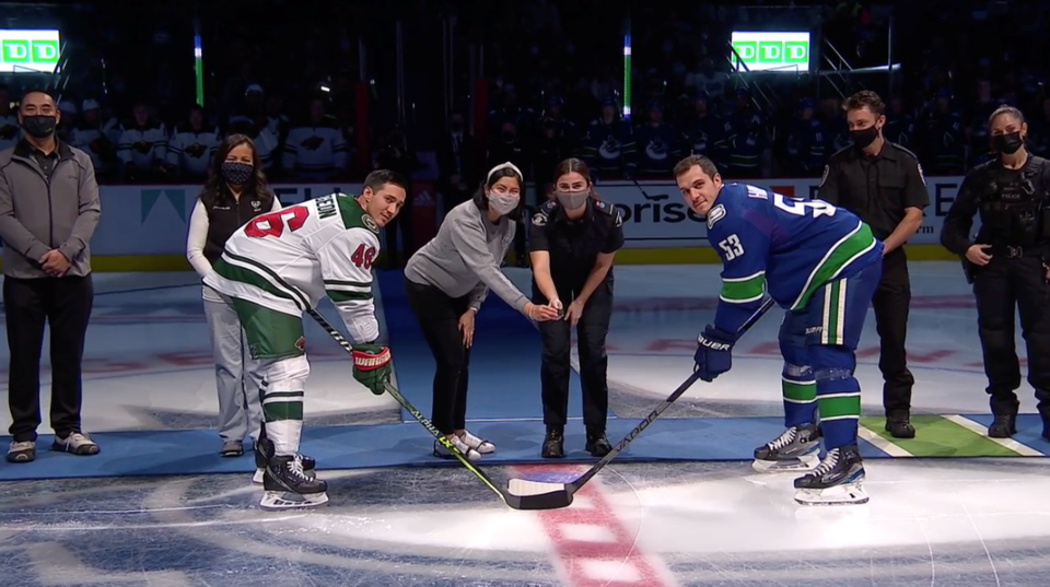 Canucks home opener ceremonial faceoff