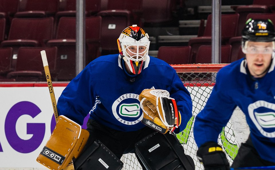 ICONIC 👏 Thatcher Demko was rocking a Kirk McLean-inspired setup