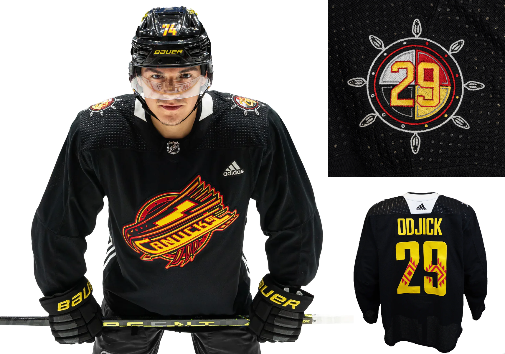 Vancouver Canucks Black History Month warmup jersey, designed by