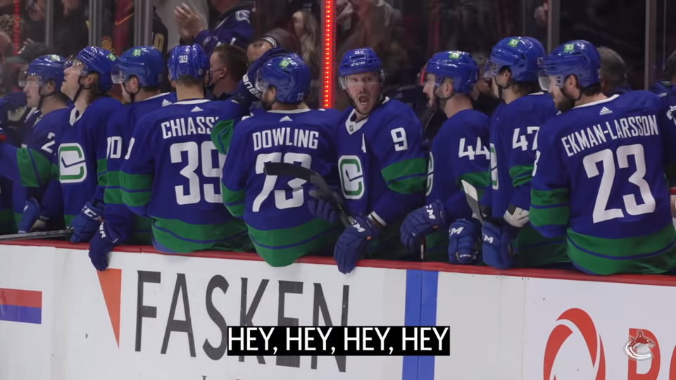 J.T. Miller sings along to the Canucks new goal song, so it has to stay