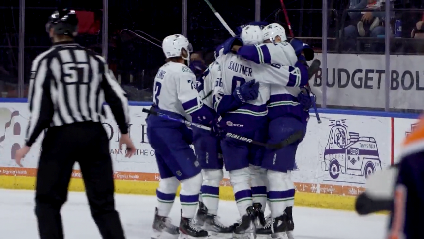 Vasily Podkolzin celebrates AHL goal