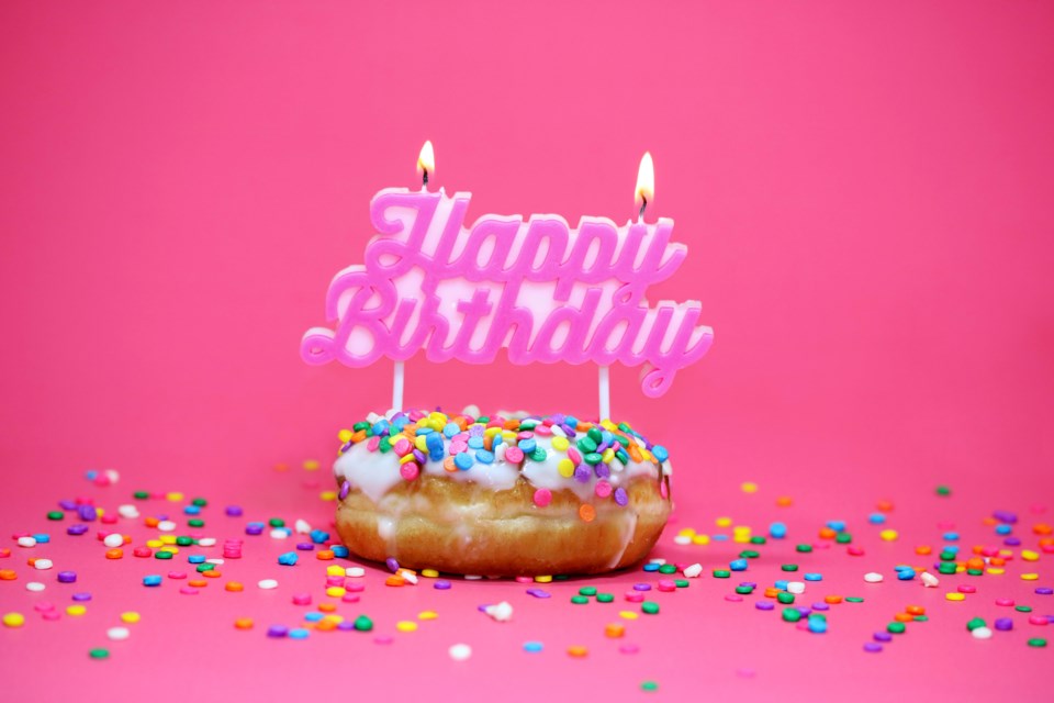 happy birthday donut birthday cake stock image