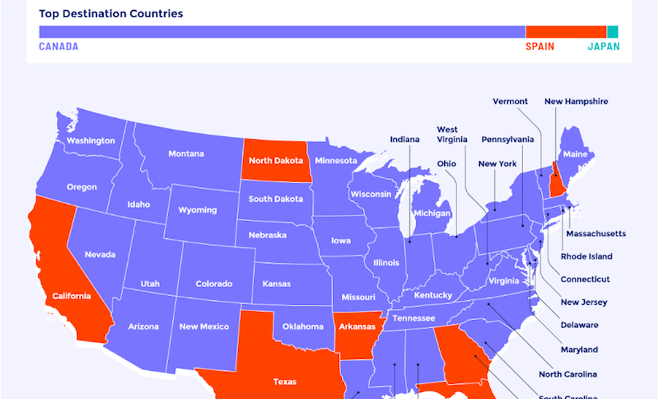 Travel Canada: Map shows most Americans would move to Canada - Vancouver Is  Awesome