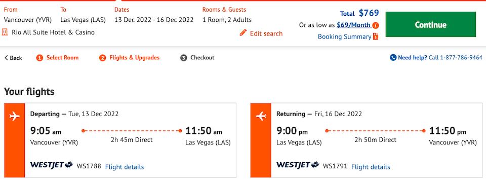 Fly Vancouver to Las Vegas with 3 nights resort for less than 0