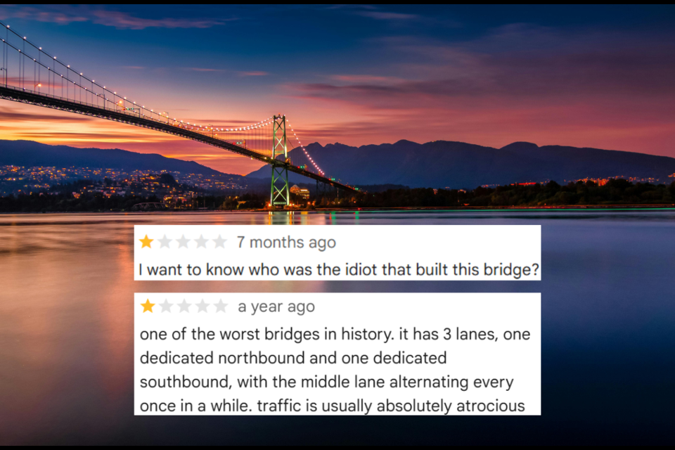 Unflattering reviews of Vancouver's iconic Lions Gate Bridge.