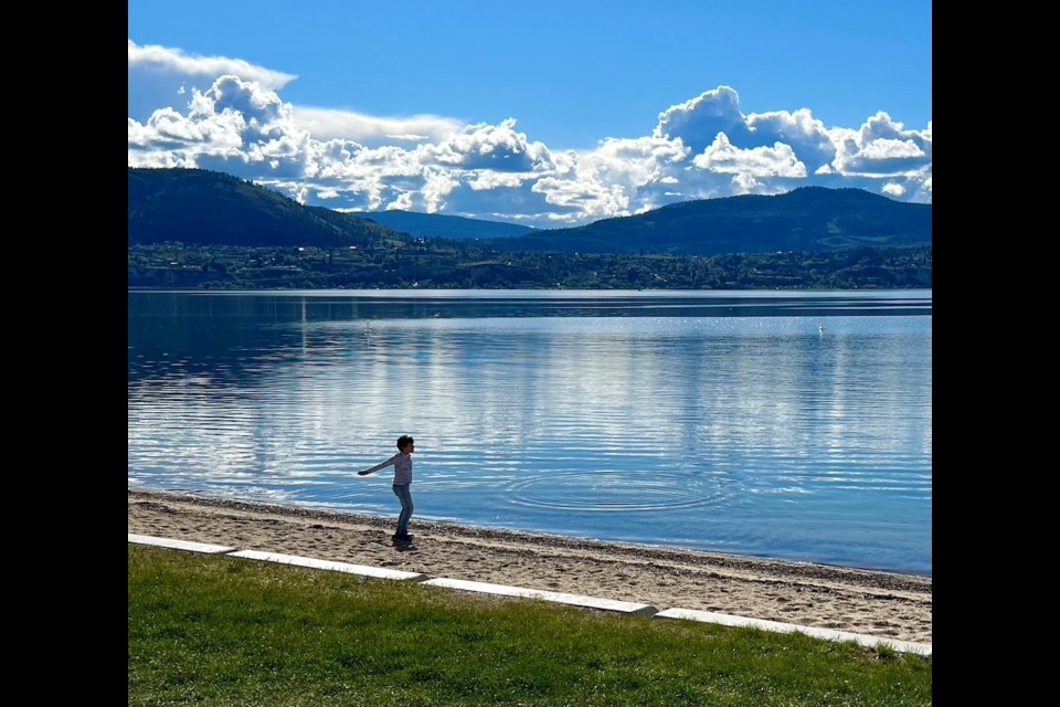 Breathtaking Okanagan lakeside views await in Naramata, especially if you're posted up at the Sandy Beach Lodge