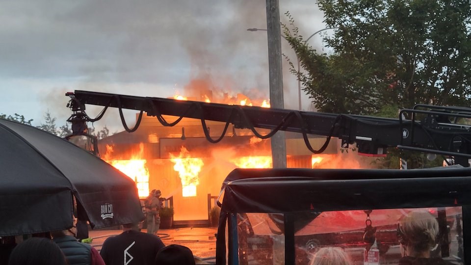 Cloverdale Business Improvement Association Executive Director Paul Orazietti shared a veritable smorgasbord of photos and videos from the scene, including one of the smoke furling from the flames below. 