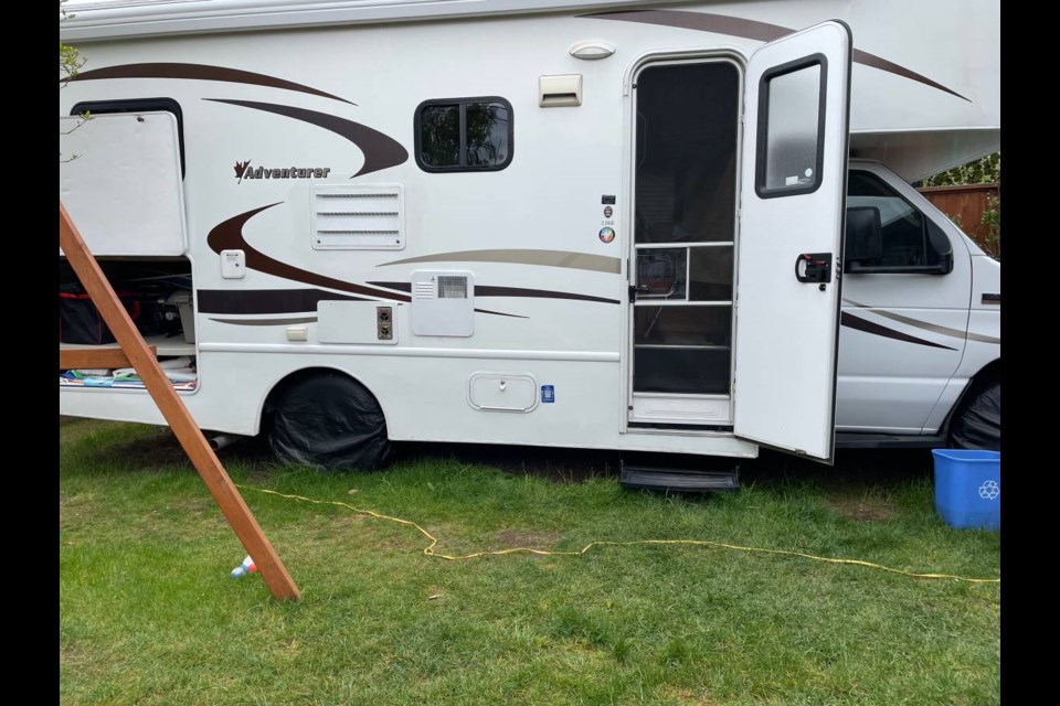 The RV is being advertised as 'short-term accommodation' for guests arriving in Vancouver.
